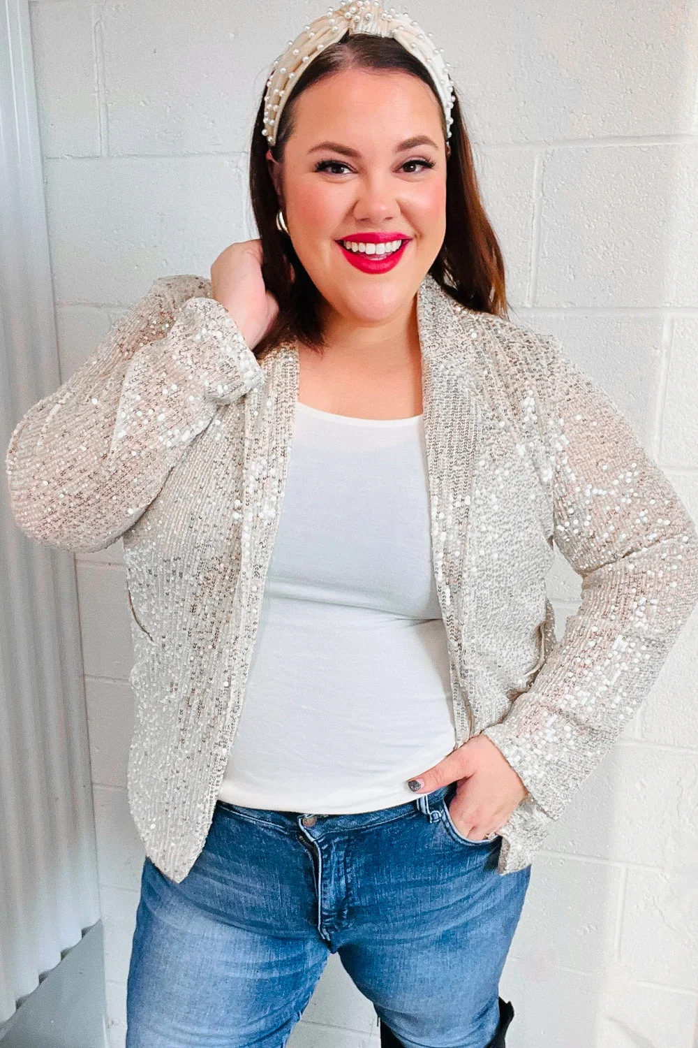 Be Your Own Star Silver Sequin Open Blazer (Open Pack)