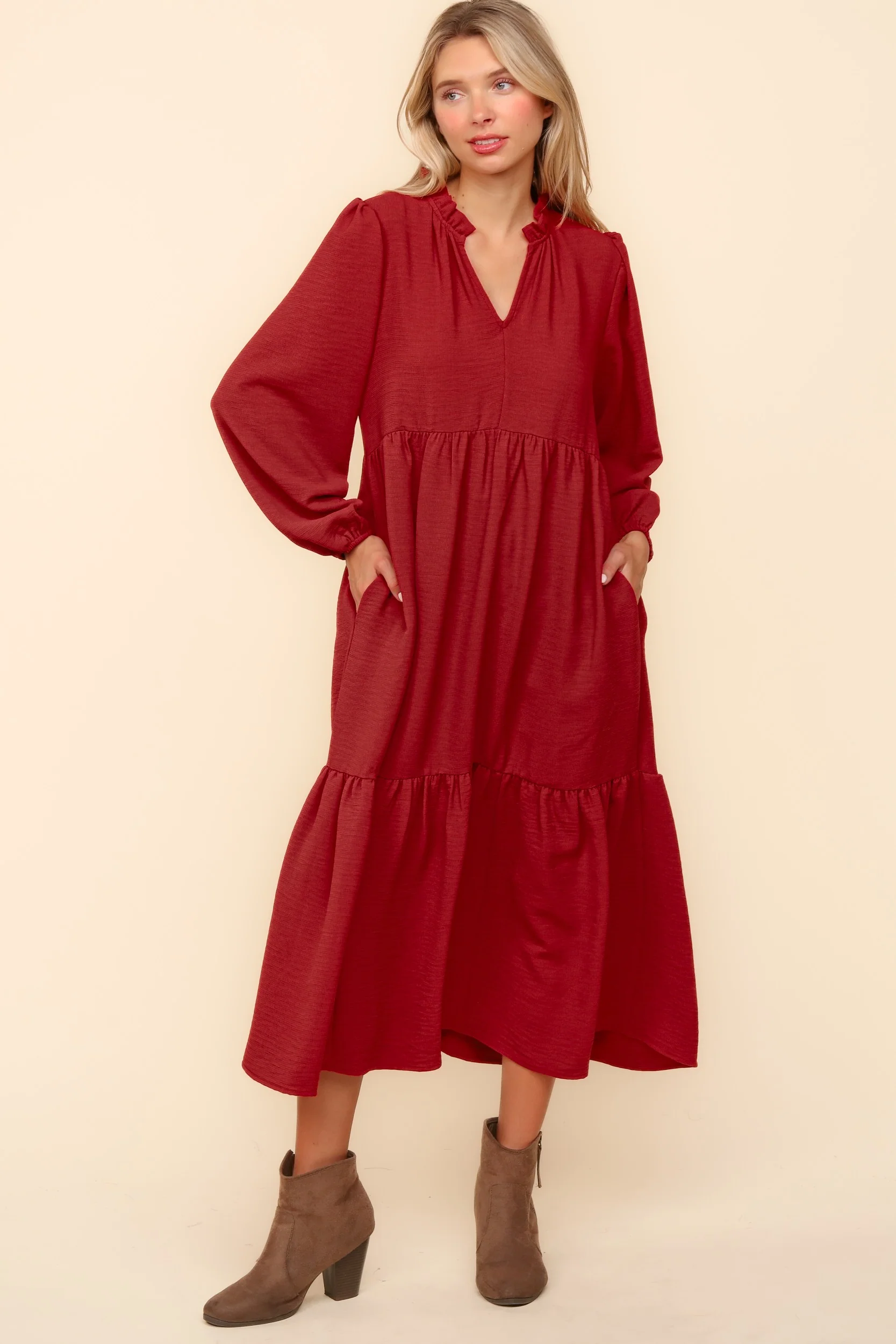SPICE BABYDOLL WOVEN MAXI DRESS WITH SIDE POCKETS - Image 2