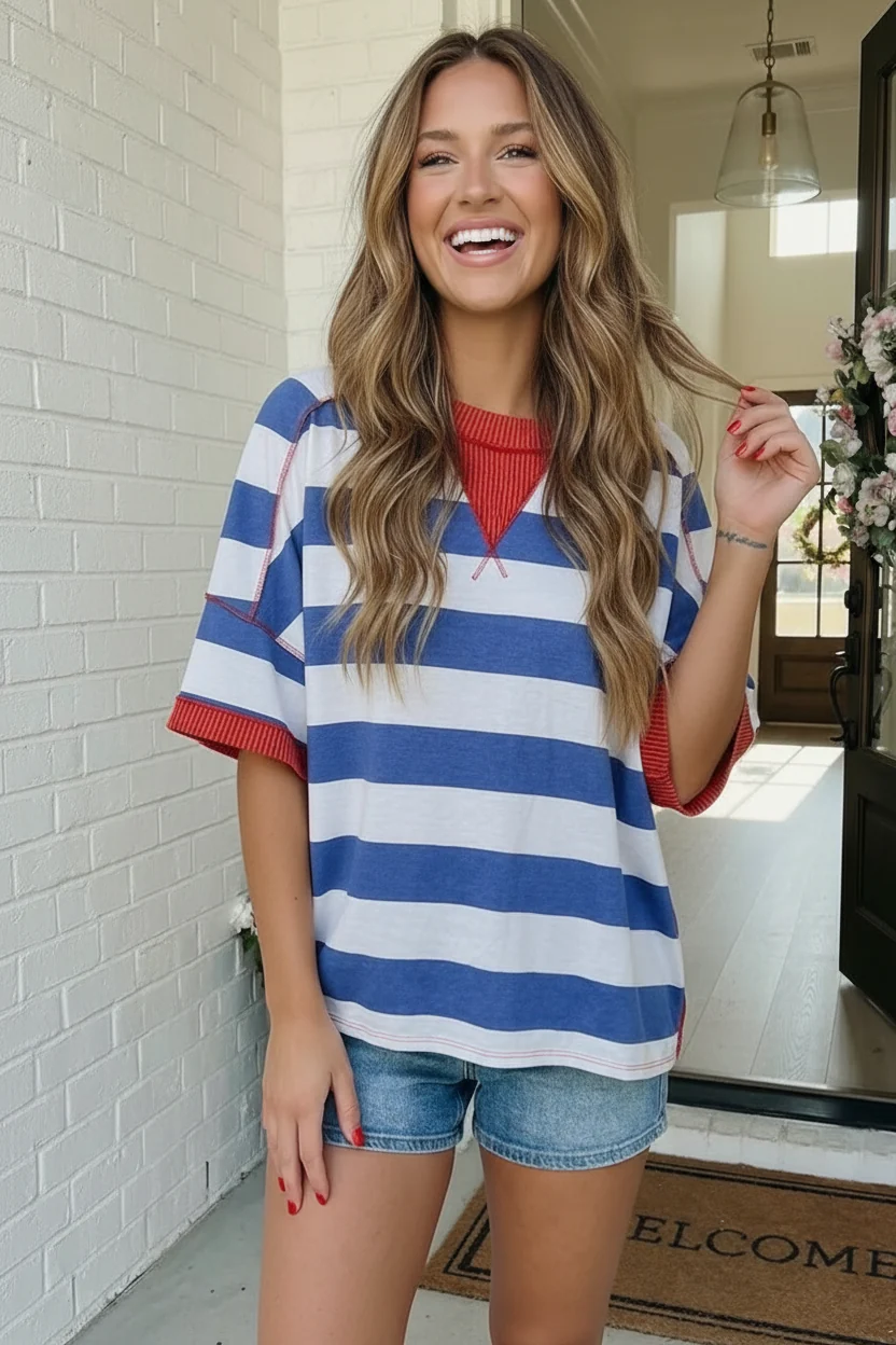 Stripe Patriotic Multi Media Mix Top (Open Pack) - Image 7