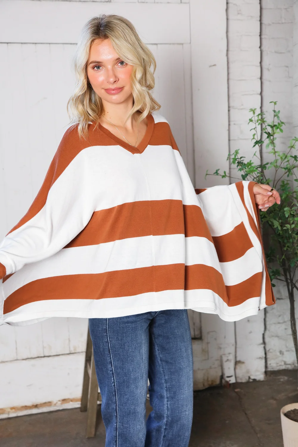 Stripe Rust Dolman Sweater - Image 11