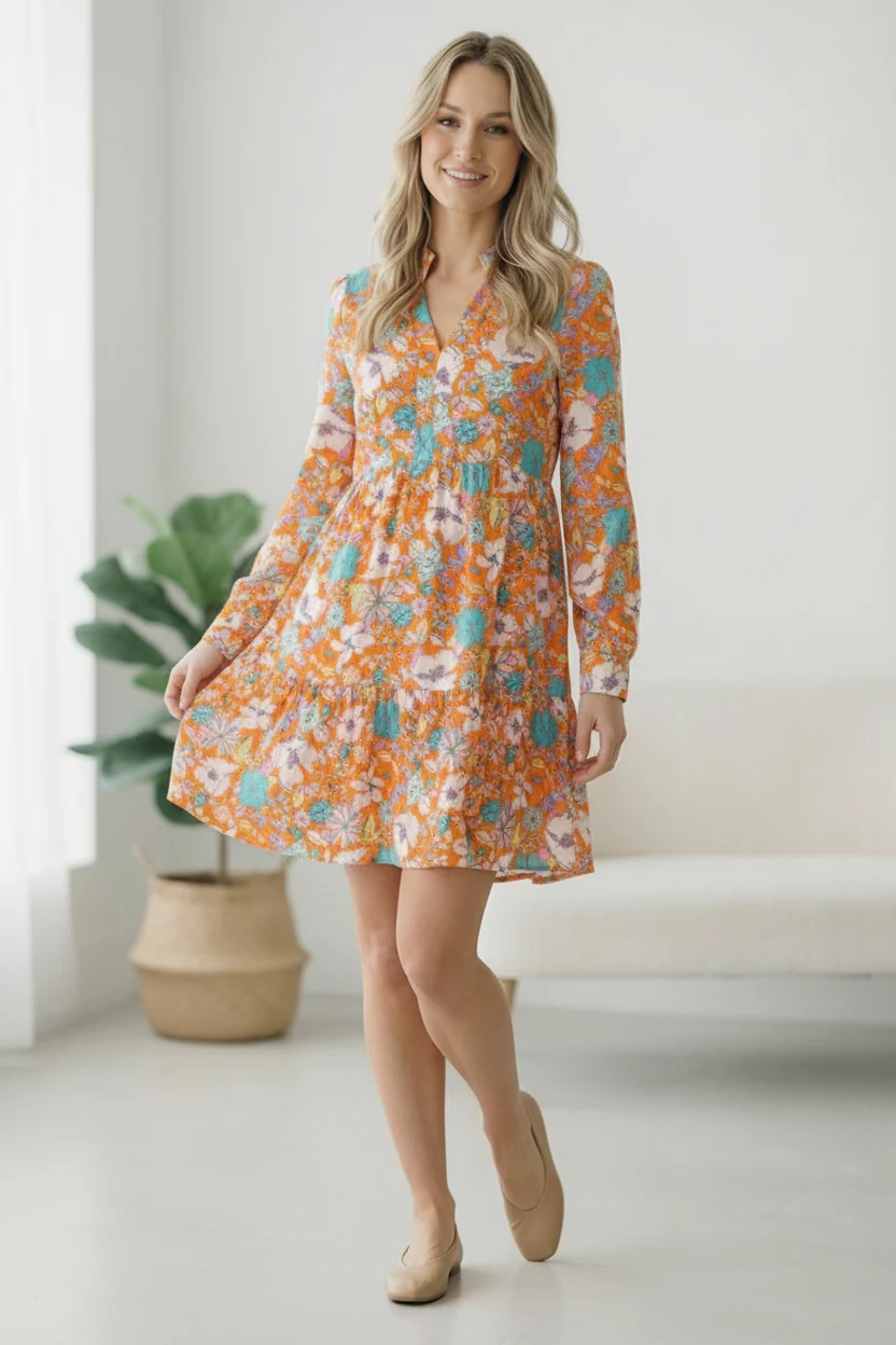 Tangerine Dreaming Floral Dress - Image 7