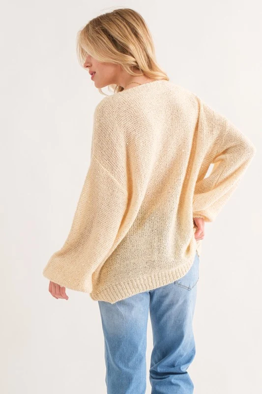 Plus Taupe Sequin Knit Sweater - Image 5
