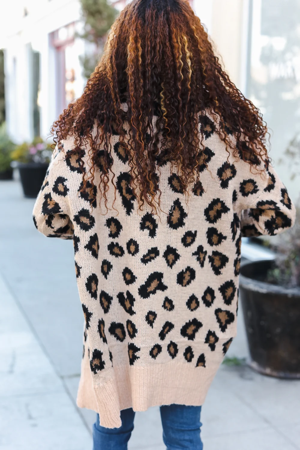 Taupe Thick knit Animal Cardigan - Image 6