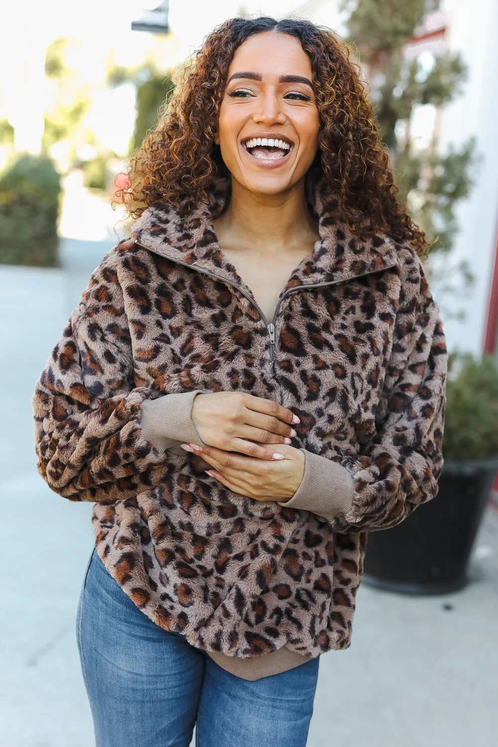 Taupe Ultra Soft Animal Zipper Coat - Image 2