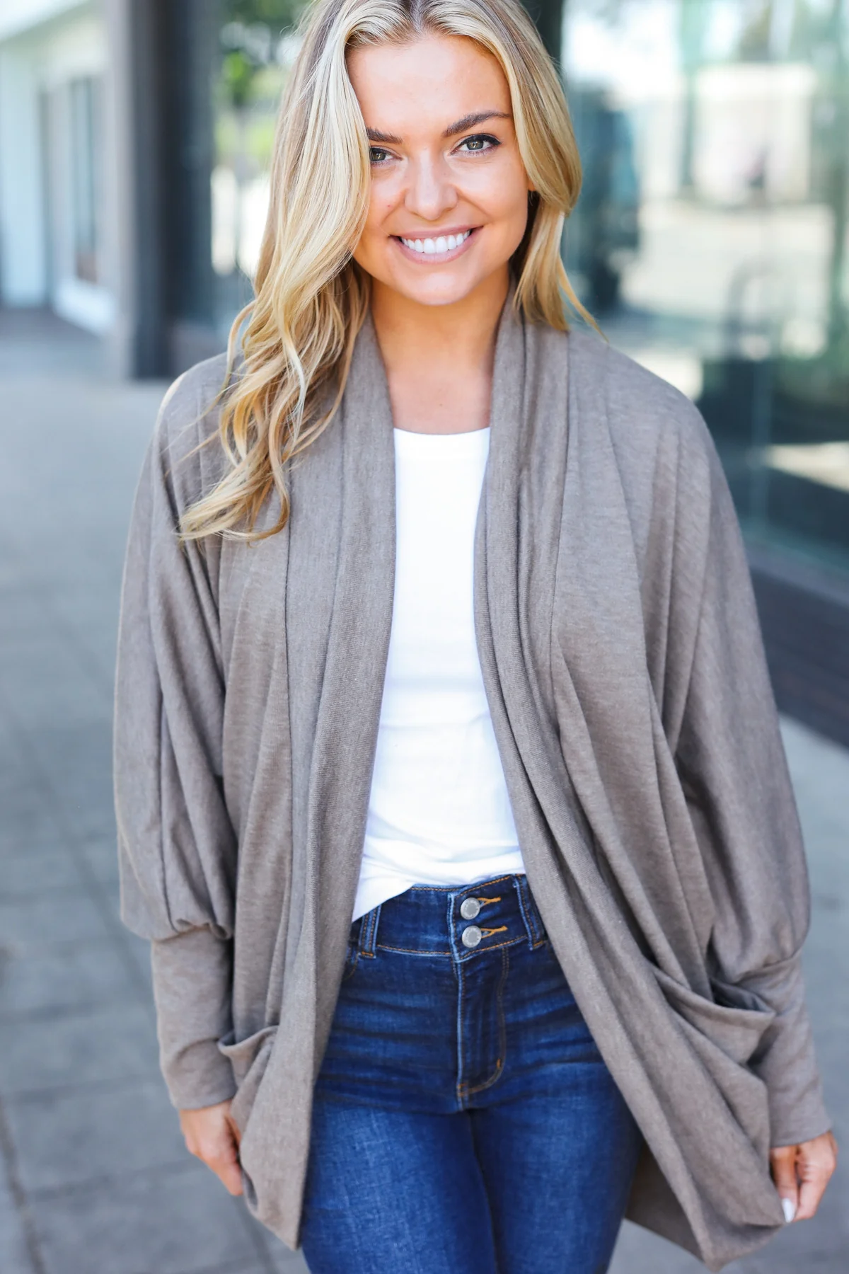 Thick Olive Dolman Cardigan - Image 4