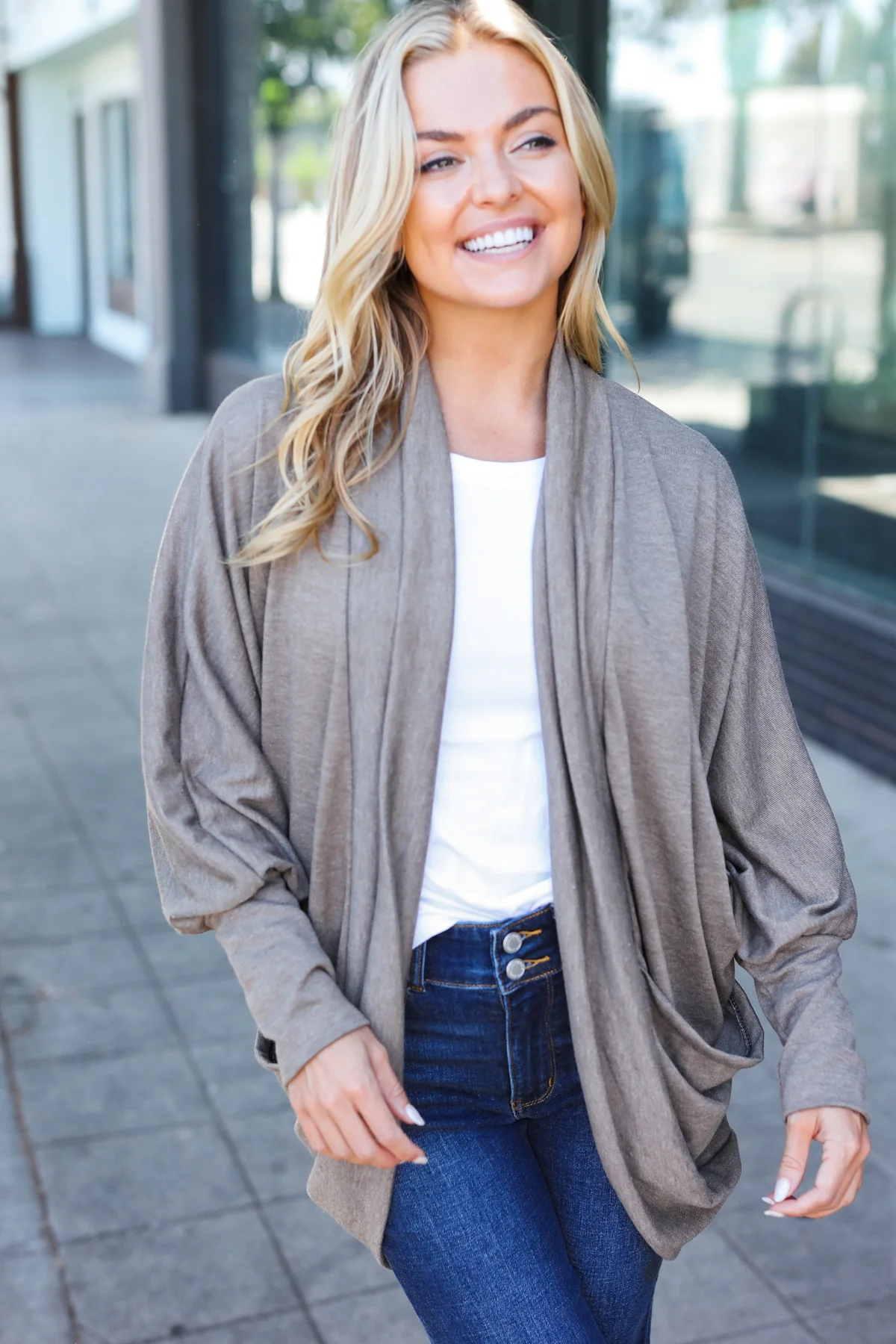 Thick Olive Dolman Cardigan - Image 5
