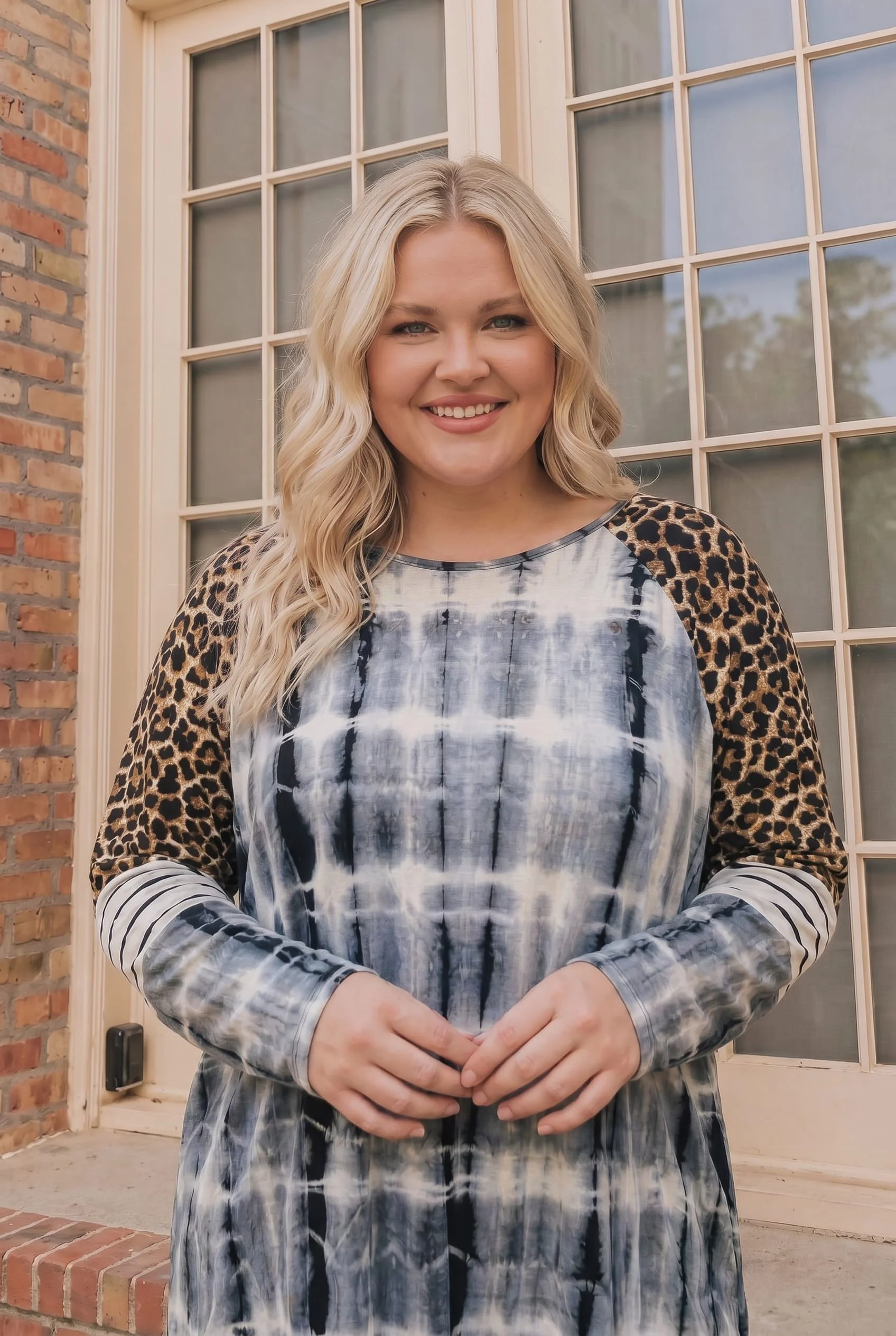 Tie Dye Mixed Print Long Sleeve Top - Image 3