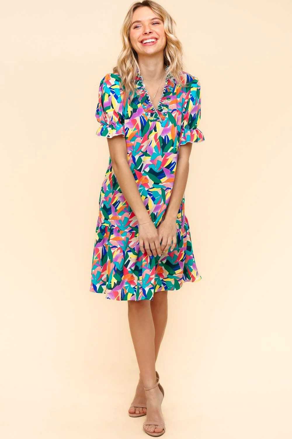 Tiered Tropical Woven Dress W/Side Pocket - Image 5