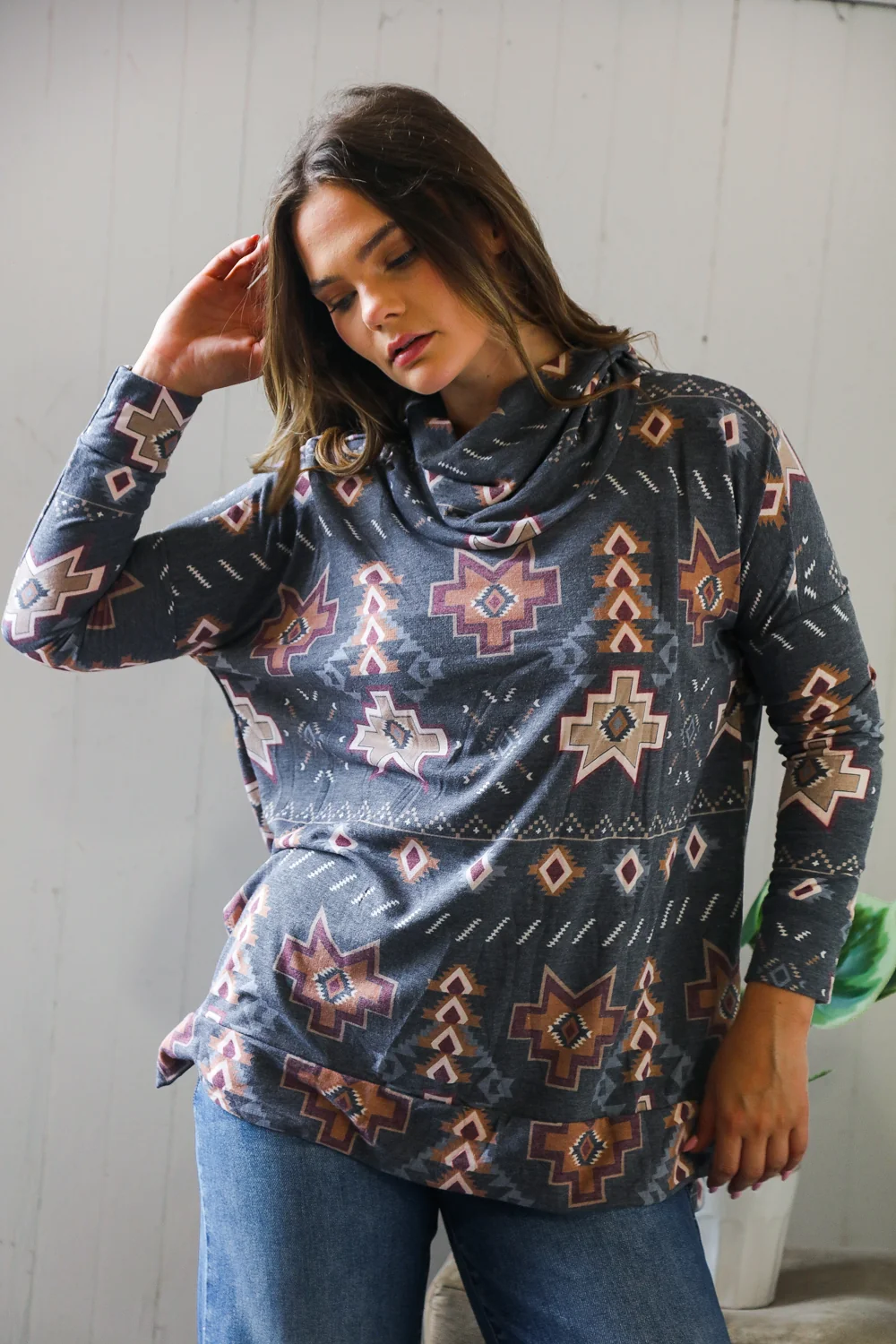 Tribal Cowl Neck Top - Image 3