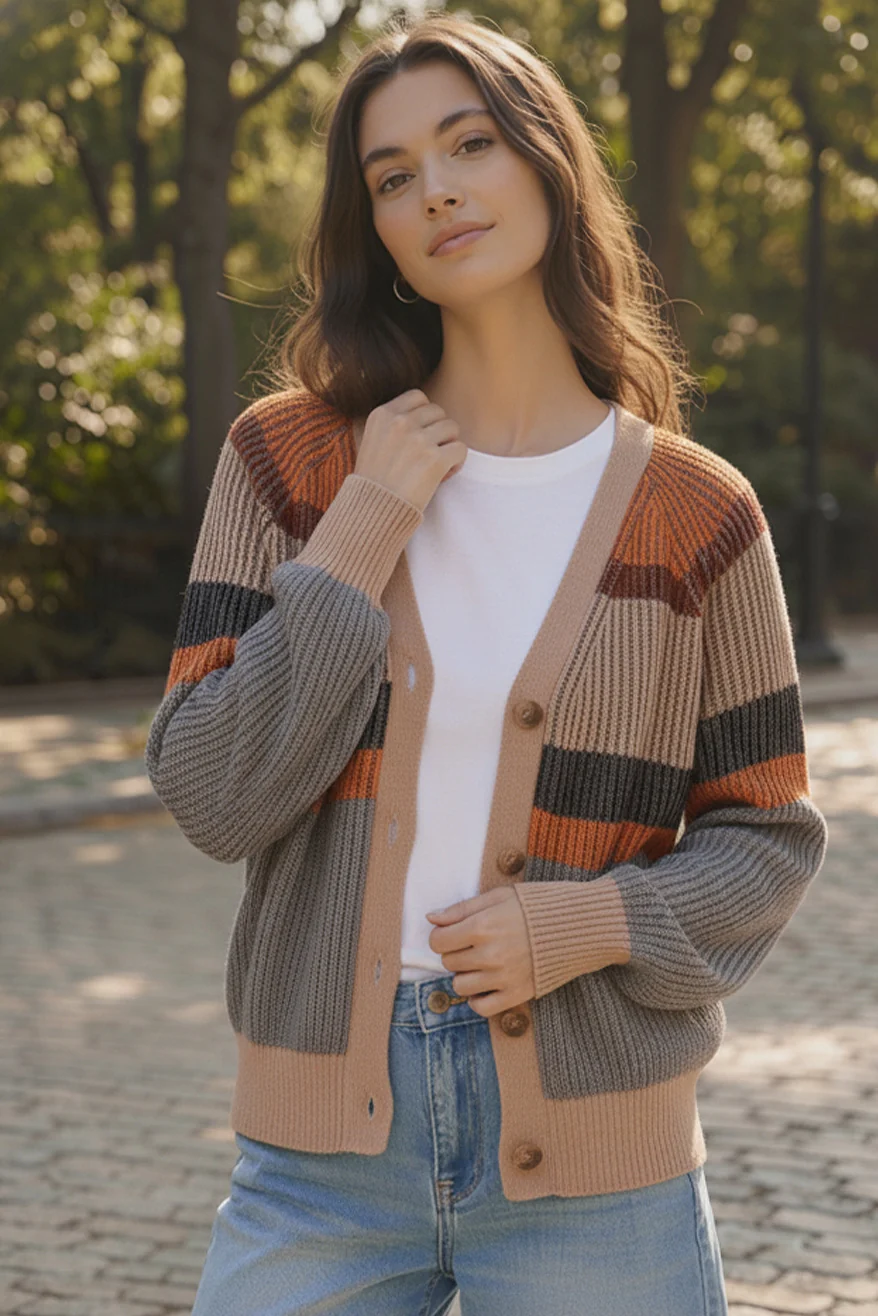 V NECK BUTTON DOWN RAGLAN SWEATER CARDIGAN - Image 3