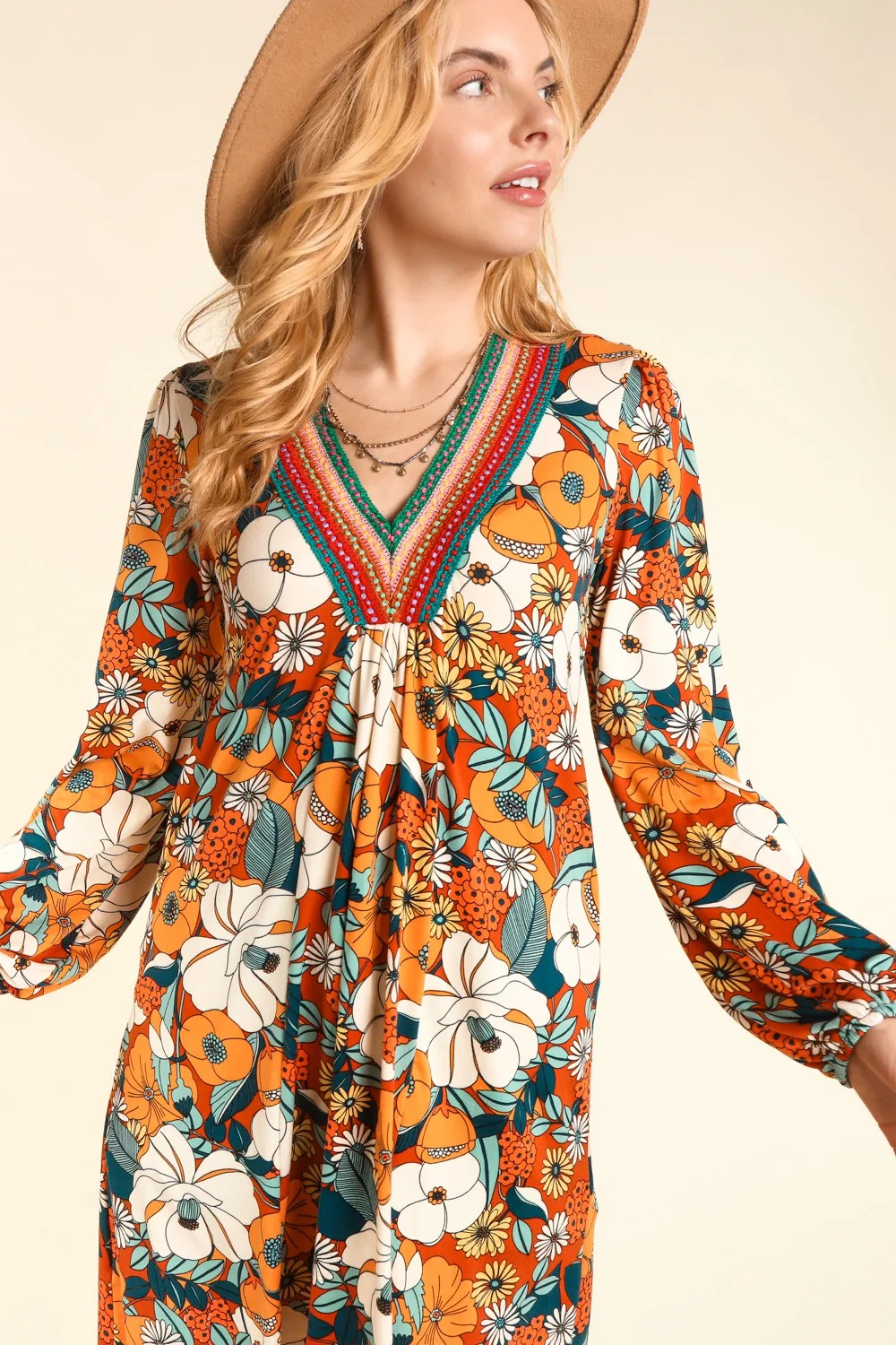 V NECK FLORAL HIFT A LINE WITH SIDE POCKETS - Image 6