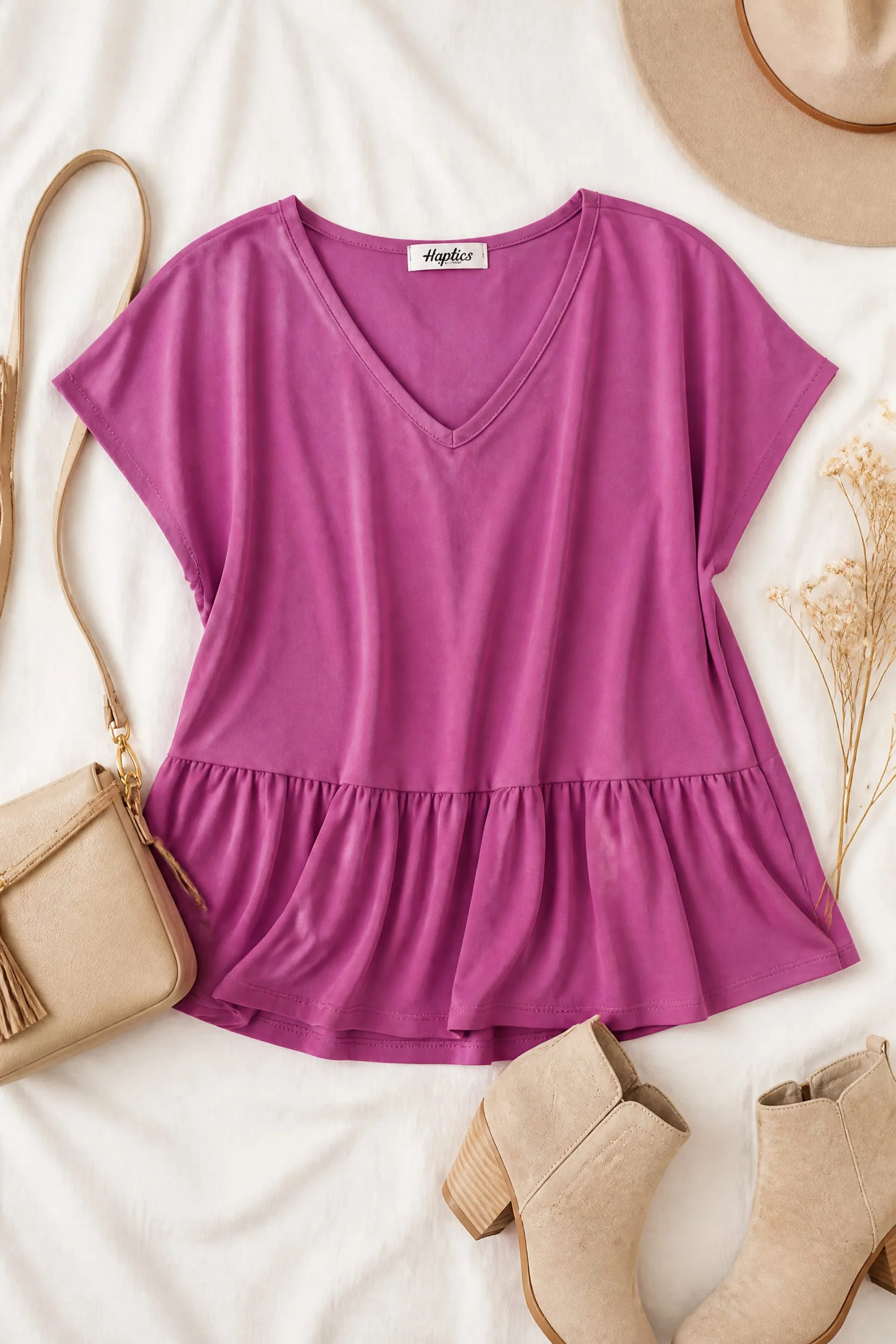 V-Neck Flutter Sleeve Peplum Top