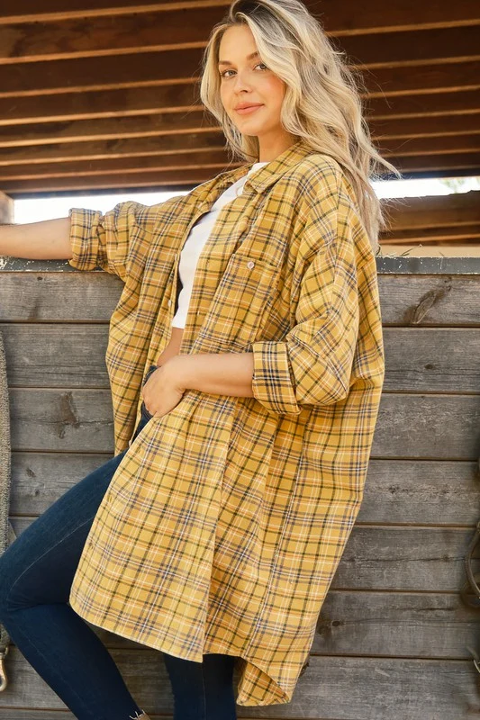 Yellow Plaid Button Down Blouse - Image 2