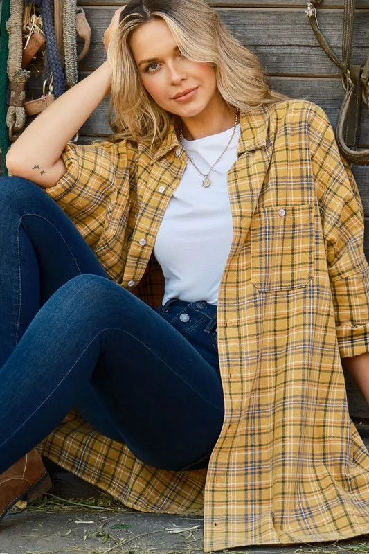 Yellow Plaid Button Down Blouse - Image 3