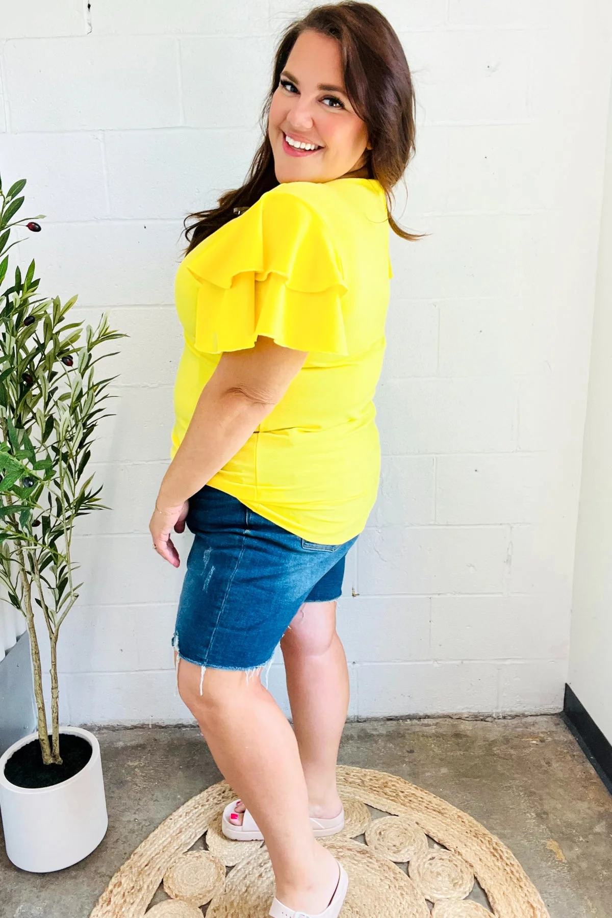 Lovely In Yellow Tiered Double Ruffle Sleeve Woven Top (Open Pack) - Image 14